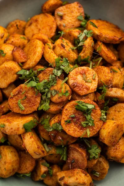 Stir Fried Taro Roots Arbi Sabji Ghuiya Masala Curry Sabzi — Stock Photo, Image