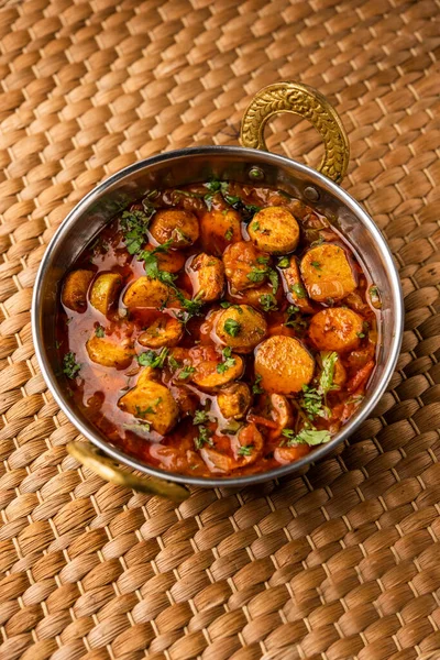 Mescolare Radici Taro Fritte Arbi Sabji Ghuiya Masala Curry Sabzi — Foto Stock