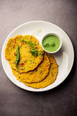 cheela, Chilla or Chila is a Rajasthani breakfast dish generally made with gram flour or besan