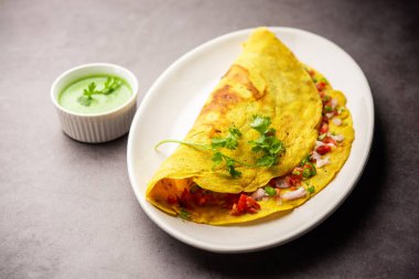 cheela, Chilla or Chila is a Rajasthani breakfast dish generally made with gram flour or besan