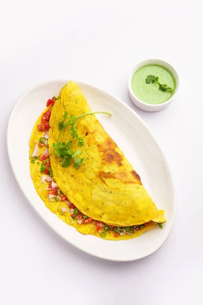 Cheela Chilla Chila Rajasthani Breakfast Dish Generally Made Gram Flour — 图库照片