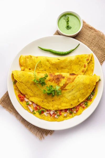Cheela Chilla Chila Rajasthani Breakfast Dish Generally Made Gram Flour — 图库照片