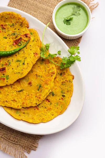 Cheela Chilla Chila Rajasthani Breakfast Dish Generally Made Gram Flour — Stockfoto