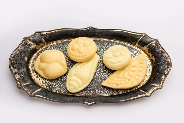 Sandesh Shondesh Dessert Originating Bengal India Created Milk Sugar — Fotografie, imagine de stoc