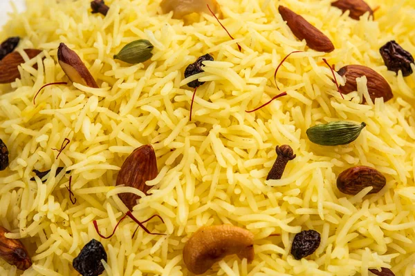 Kashmiri Sweet Modur Pulao Made Rice Cooked Sugar Water Flavored — Stok Foto