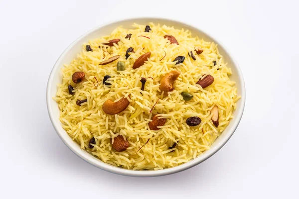 Kashmiri Sweet Modur Pulao Made Rice Cooked Sugar Water Flavored — Foto de Stock
