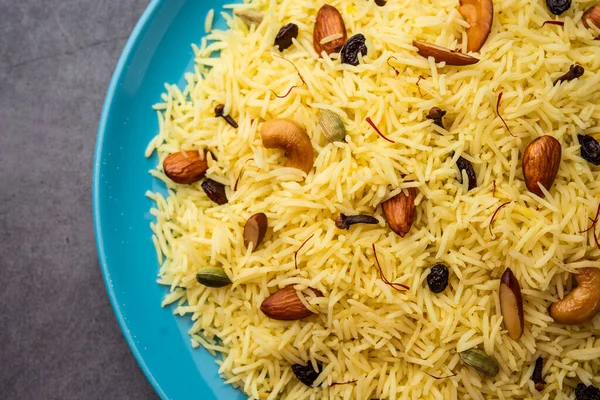 Kashmiri Sweet Modur Pulao Made Rice Cooked Sugar Water Flavored — 스톡 사진
