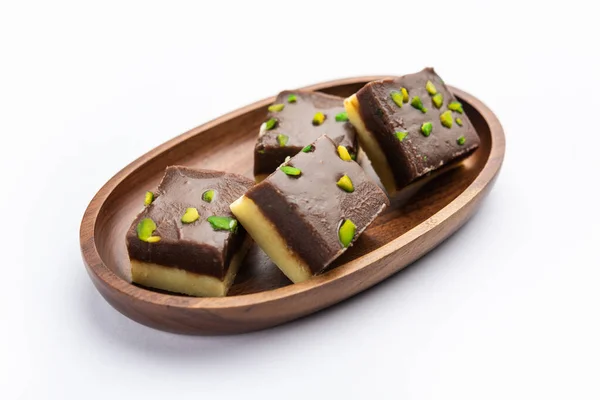 Choco Vanilla Pateesa Chocolate Mawa Barfi Two Layered Burfi Indian — Photo