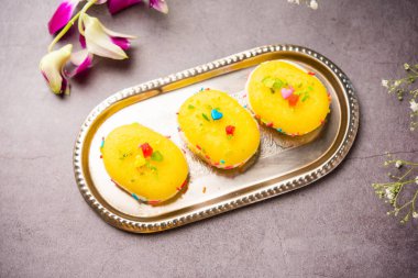 Malai Chop or Cream sandwich made using filling Rasgulla or Gulab jamun sweet is a Bengali sweet