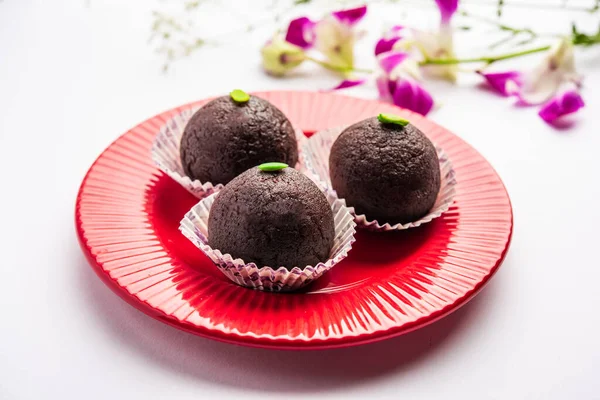 Indian Sweet Food Sweet Black Gulab Jamun Also Known as Kala Jamun, Black Jamun or Dry Kala Jam