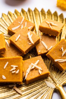 Besan burfi or Mohanthal roasted barfi - an indian sweet