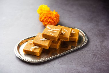Besan burfi or Mohanthal roasted barfi - an indian sweet