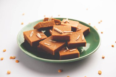 Besan burfi or Mohanthal roasted barfi - an indian sweet