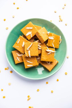 Besan burfi or Mohanthal roasted barfi - an indian sweet