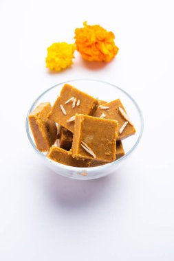 Besan burfi or Mohanthal roasted barfi - an indian sweet