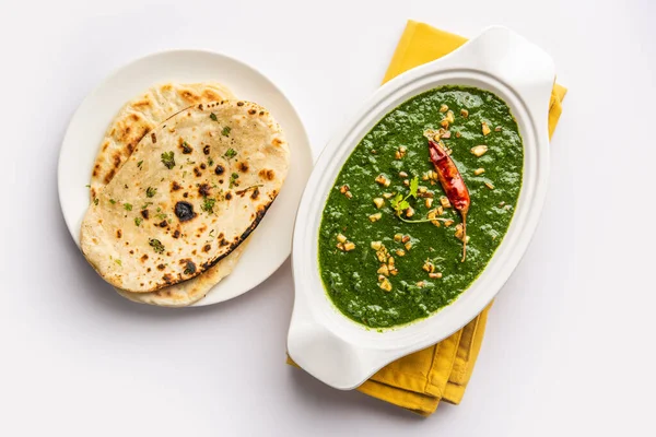 Lasooni Palak Recipe Dhaba Style Garlic Spinach Curry Indian Main — Photo