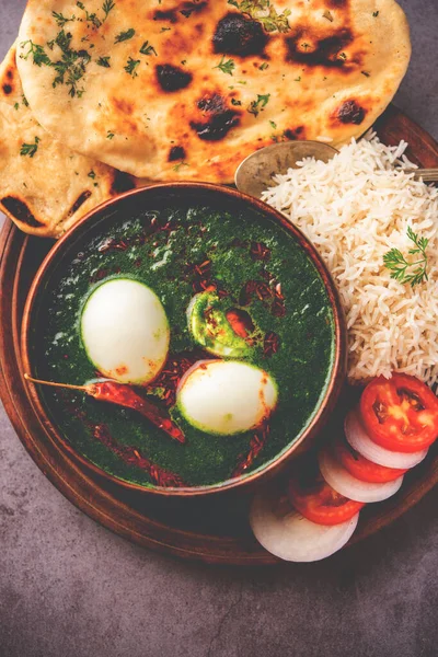 Spinach Egg Curry Indian Non Vegetarian Dish Made Using Palak — Foto de Stock