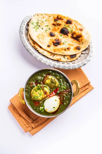 Spinach Egg Curry Indian Non Vegetarian Dish Made Using Palak — Foto Stock