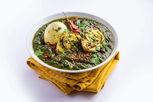 Spinach Egg Curry Indian Non Vegetarian Dish Made Using Palak — Stock Photo, Image