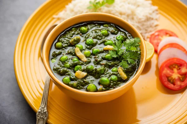 Palak Matar Curry Also Known Spinach Geen Peas Masala Sabzi — Stock Photo, Image