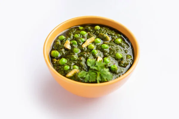 Palak Matar Curry Also Known Spinach Geen Peas Masala Sabzi — Foto de Stock