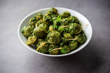 Soya Chunks Palak curry also known as Spinach Soyabean chunks sabzi or sabji, Healthy Indian food