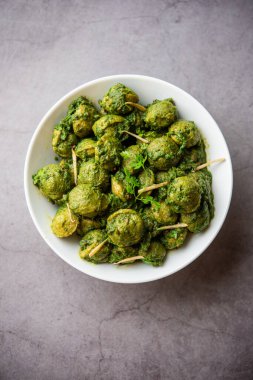 Soya Chunks Palak curry also known as Spinach Soyabean chunks sabzi or sabji, Healthy Indian food