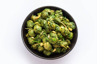 Soya Chunks Palak curry also known as Spinach Soyabean chunks sabzi or sabji, Healthy Indian food