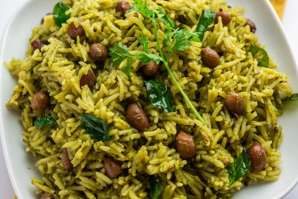 Palak Khichdi One Pot Nutritious Meal Mung Lentils Rice Spinach — Stockfoto