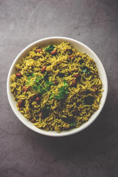 Palak Khichdi One Pot Nutritious Meal Mung Lentils Rice Spinach — Foto Stock