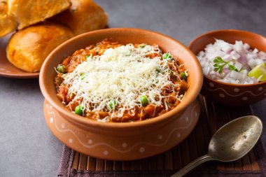 cheese Pav Bhaji Recipe is a  street food Bhaji-pav recipe with addition of cheese