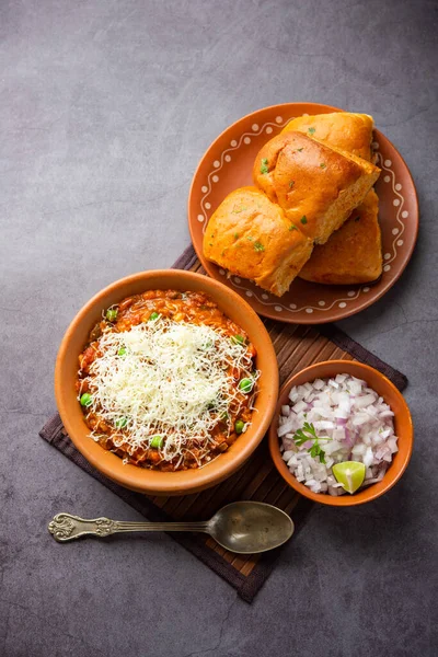 cheese Pav Bhaji Recipe is a  street food Bhaji-pav recipe with addition of cheese