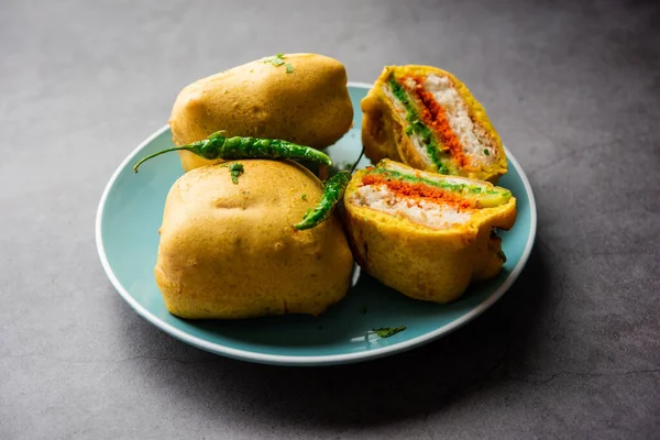 Ulta Vada Pav is made with a spicy potato stuffed bun, called pav inside vada, inside out wada pao