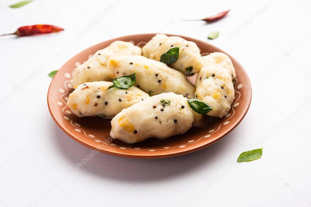 Kozhukatta Pidi is a steamed snack food from kerala rice flour with finger impressions