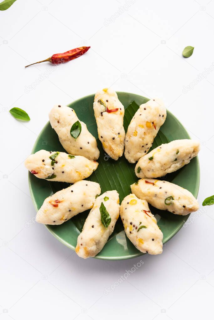 Kozhukatta Pidi is a steamed snack food from kerala rice flour with finger impressions