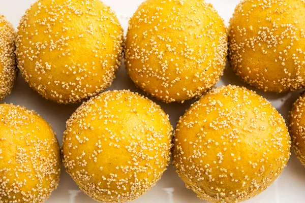 Khas Khas Besan Laddu Sementes Papoila Farinha Grão Bico Laddo — Fotografia de Stock