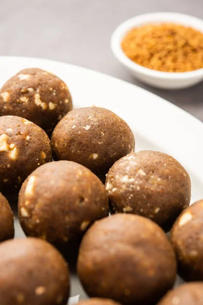 Pískavice Nebo Methi Laddu Laddo Nebo Laddoo Nebo Sladké Mithai — Stock fotografie