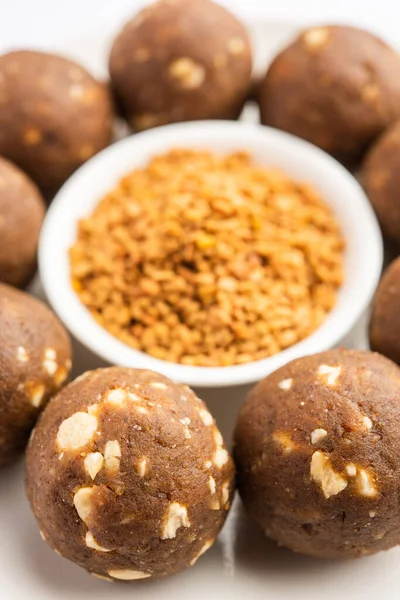 Pískavice Nebo Methi Laddu Laddo Nebo Laddoo Nebo Sladké Mithai — Stock fotografie