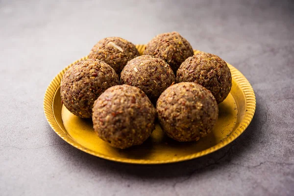 Alsi Pinni Laddu Vlas Zaad Laddo Gezonde Jawas Ladoo Zijn — Stockfoto