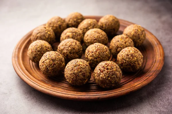 Alsi Pinni Laddu Oder Leinsamen Laddo Oder Gesunder Jawas Ladoo — Stockfoto