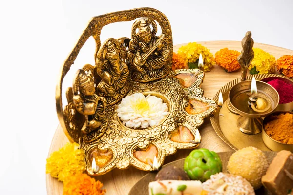 Lakshmi Puja Diwali Una Ocasión Hindú Para Veneración Laxmi Diosa — Foto de Stock