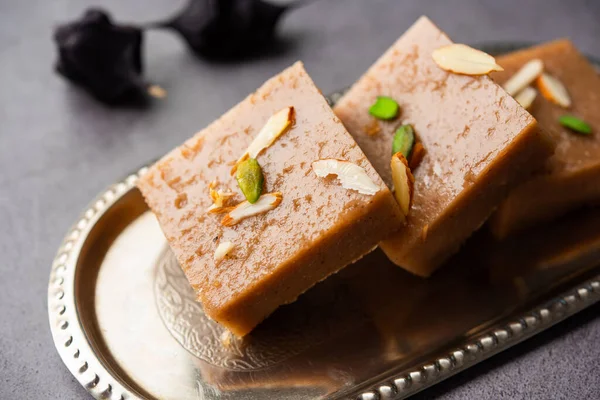 Singhara Barfi Singhada Burfi Halwa Feita Com Farinha Castanha Água — Fotografia de Stock