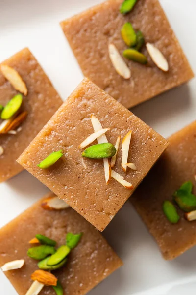 Singhara Barfi Singhada Burfi Halwa Elaborados Con Harina Castañas Agua —  Fotos de Stock