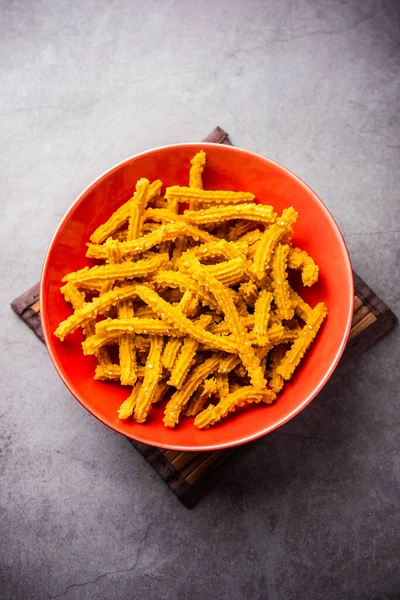 Bhajni Chakli Sticks Crunchy Murukku Snack Made Using Diwali Festival — Zdjęcie stockowe