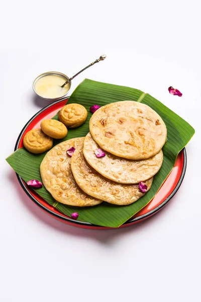 Roti Khoya Manis Atau Paratha Peda Chapati Dibuat Menggunakan Susu — Stok Foto