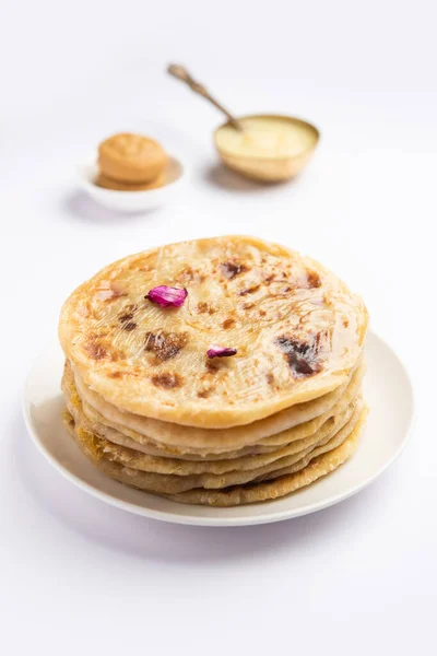 Sweet Khoya Roti Peda Chapati Paratha Made Using Thickened Cream — Stock Photo, Image