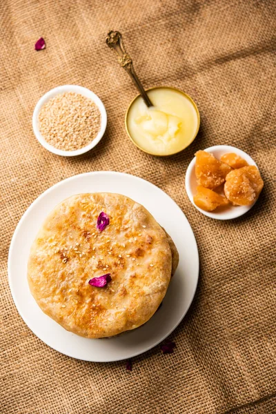 Til Gul Roti Para Makar Sankranti Sweet Chapati Poli Feita — Fotografia de Stock