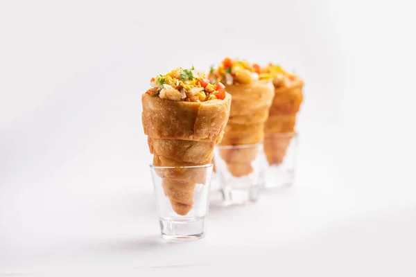 Kutchi Cone Chaat Popular Party Appetizer Snack India — Stock Photo, Image