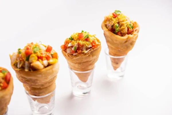 Kutchi Cone Chaat Popular Party Appetizer Snack India — Stock Photo, Image