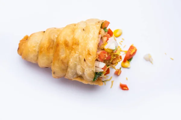 Kutchi Cone Chaat Popular Party Appetizer Snack India — Stock Photo, Image